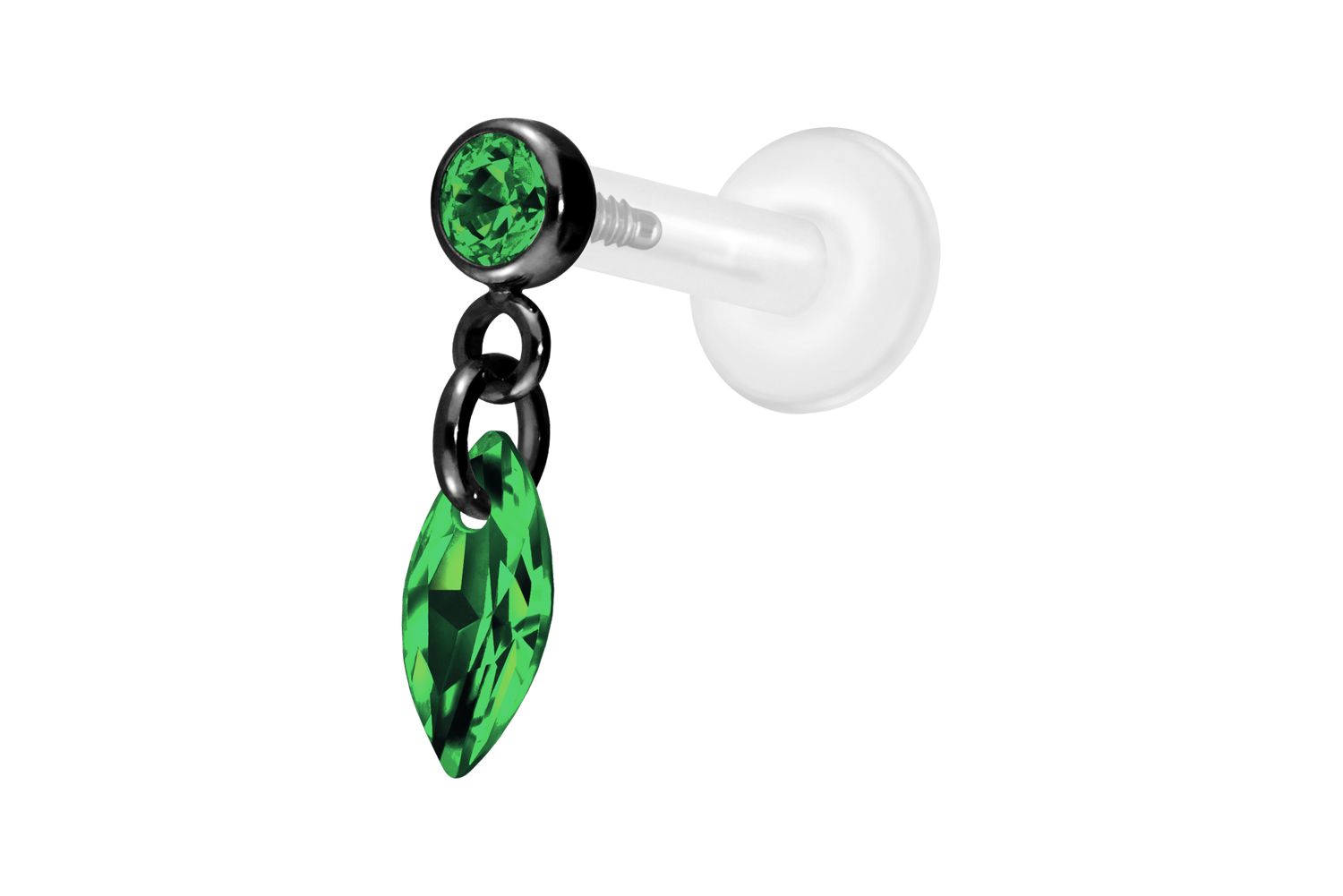 PTFE Labret Piercing mit Innengewinde + Titan-Aufsatz KRISTALLOVAL